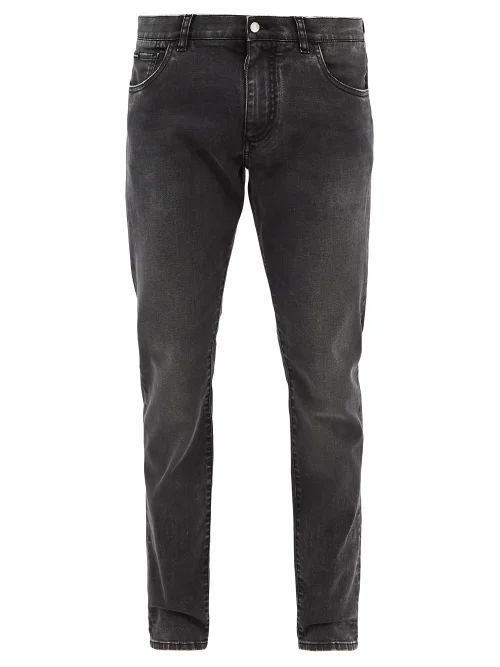 Washed Straight-leg Jeans - Mens - Black