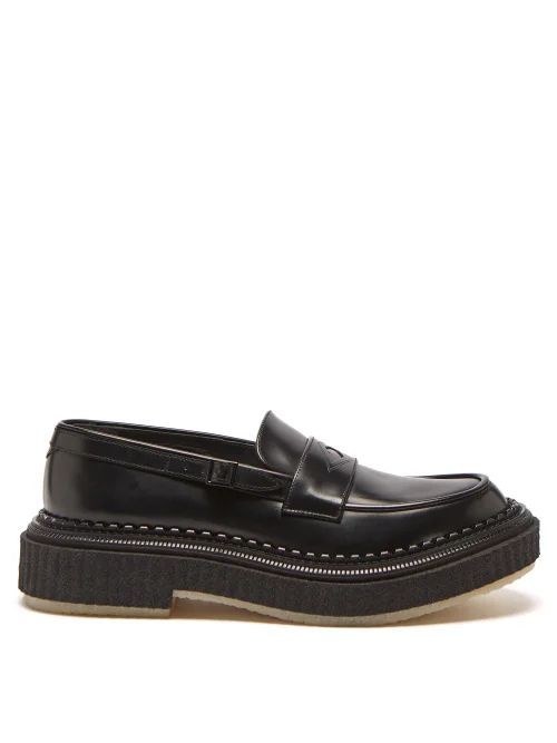 Chunky-sole Penny-strap Leather Loafers - Mens - Black