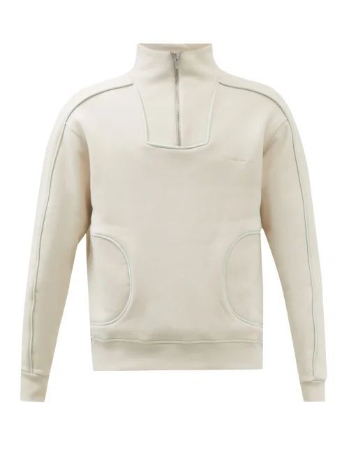 Lihna Fleeceback Cotton-jersey Sweatshirt - Mens - Light Beige