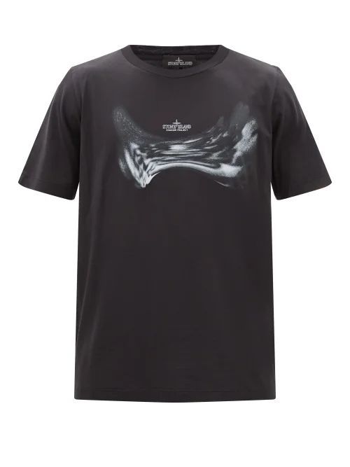 Neo Flora Cotton-jersey T-shirt - Mens - Black