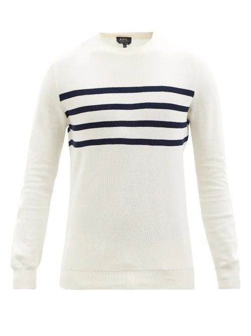 Raphael Striped Cotton Sweater - Mens - Cream