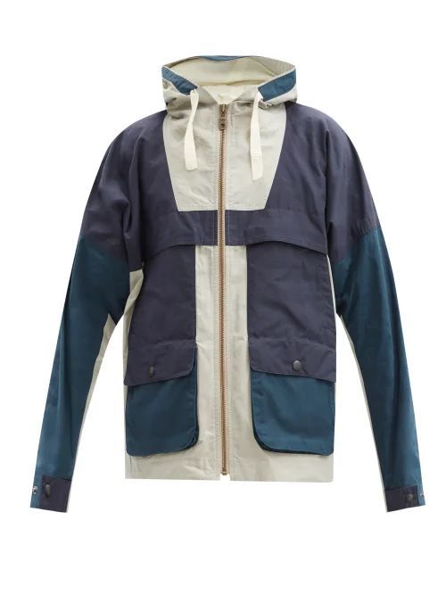 Contrasting Hooded Cotton-ripstop Parka - Mens - Navy Multi