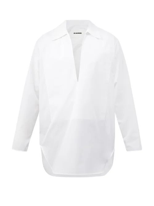 Notch-neck Cotton-poplin Shirt - Mens - White