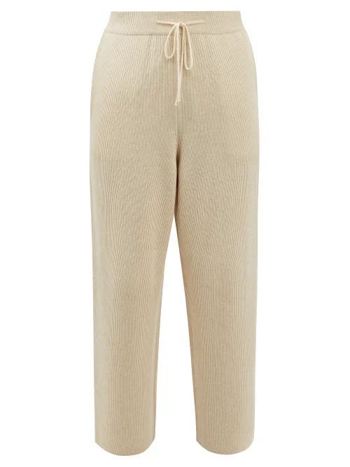 Drawstring-waist Cotton-blend Trousers - Mens - Beige