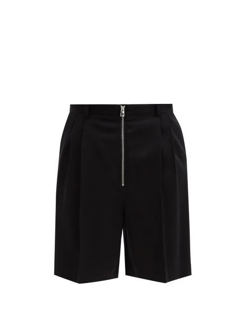 Zipped Wool Bermuda Shorts - Mens - Black