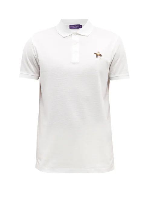 Logo-embroidered Cotton-piqué Polo Shirt - Mens - White