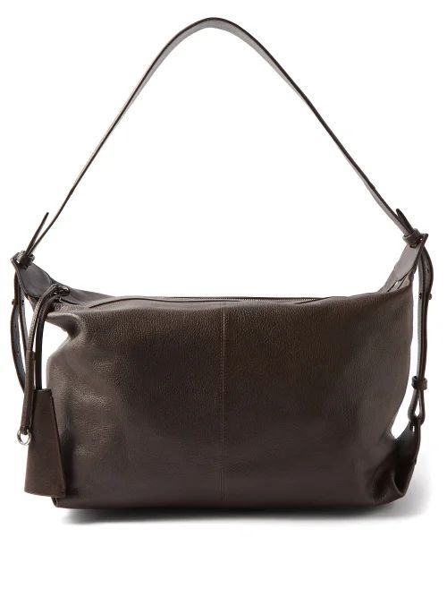 Grained-leather Holdall - Mens - Dark Brown
