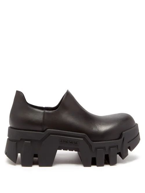 Bulldozer Platform Leather Shoes - Mens - Black