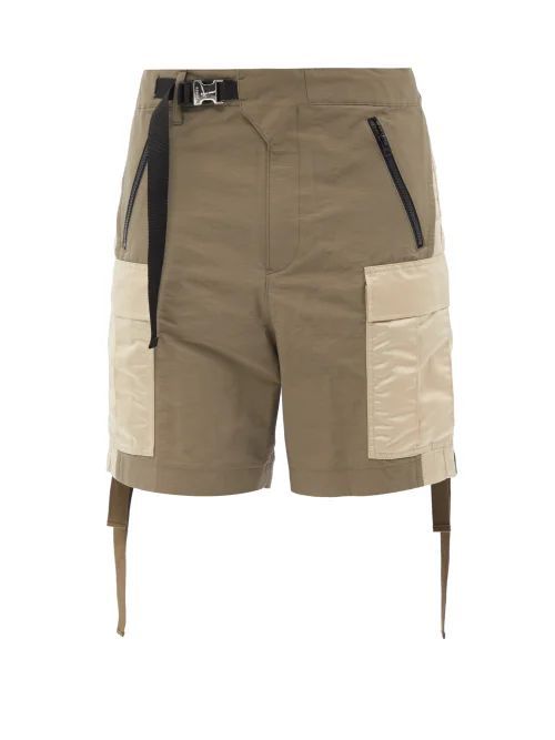 Contrast-pocket Cotton-twill Cargo Shorts - Mens - Beige