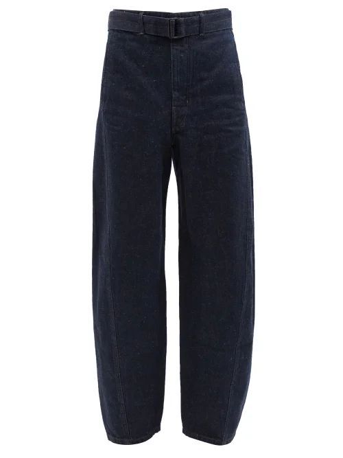Twisted-seam Cotton-blend Wide-leg Jeans - Mens - Dark Blue