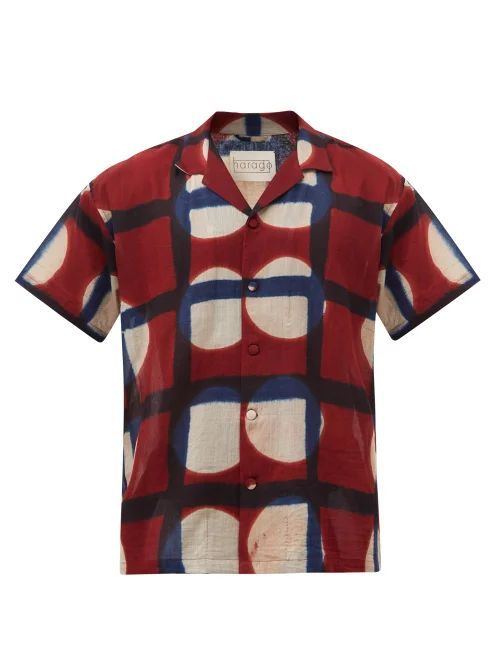 Clamp-dyed Short-sleeved Cotton Shirt - Mens - Red Multi