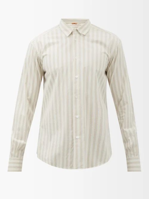 Strigion Striped Cotton-twill Shirt - Mens - Cream
