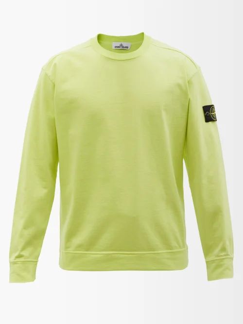Logo-patch Cotton-fleece Sweatshirt - Mens - Yellow