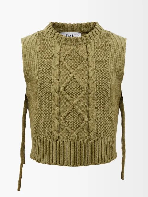 Blandine Cable-knit Wool Sweater Vest - Mens - Dark Green