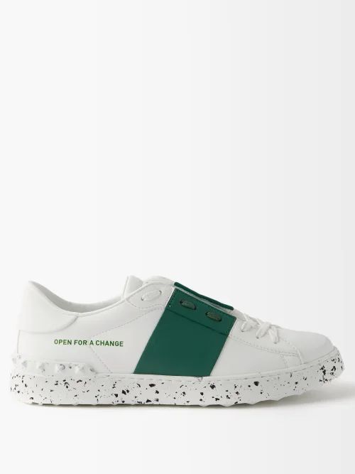 Open For A Change Bio-leather Trainers - Mens - Green White