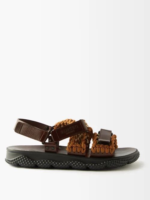 Woven Cord And Leather Sandals - Mens - Brown