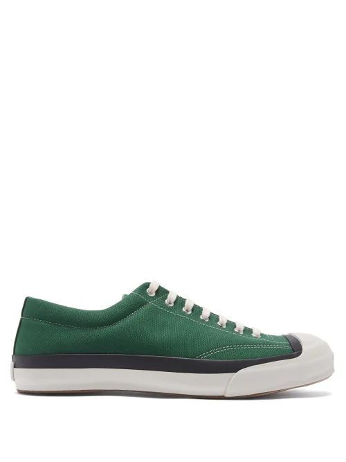 Gym Court Canvas And Rubber Trainers - Mens - Green