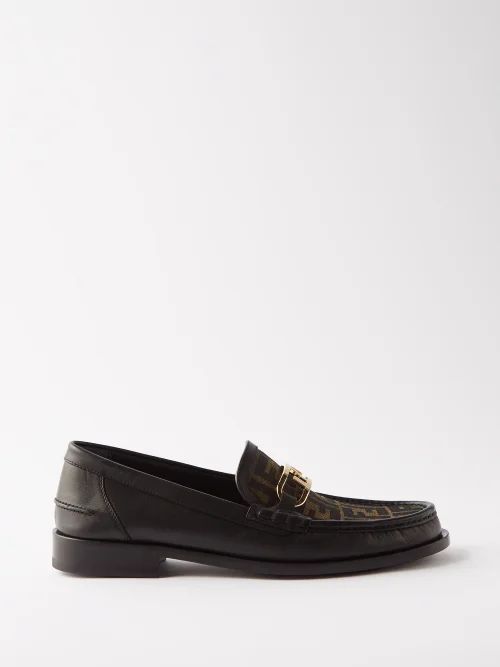 O'lock Jacquard And Leather Loafers - Mens - Black
