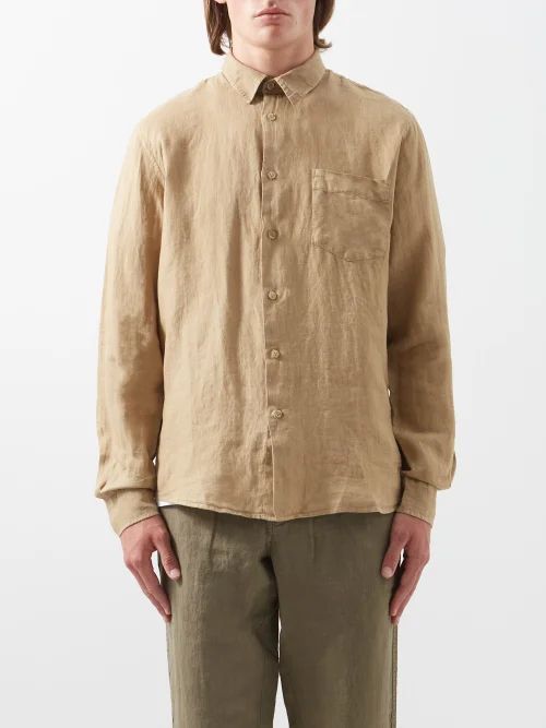 Caroubis Linen Shirt - Mens - Beige