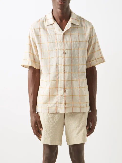 Bakoven Organic-cotton Short-sleeved Shirt - Mens - Beige Multi
