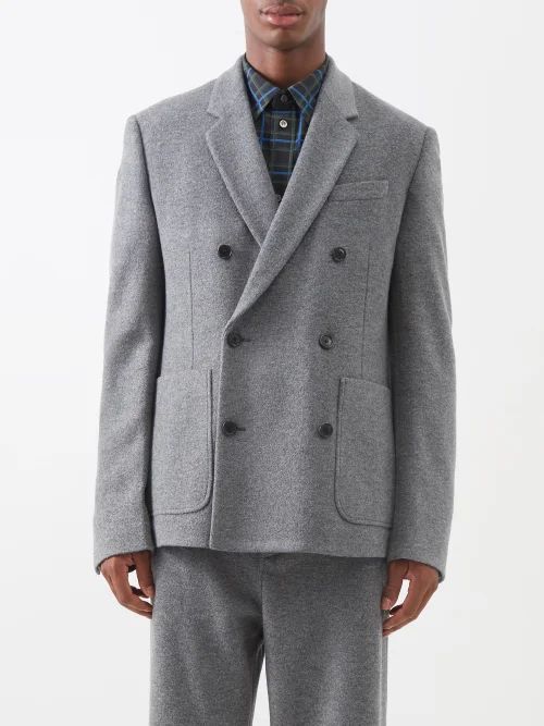 Patch-pocket Wool-blend Suit Jacket - Mens - Grey