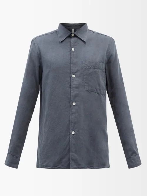 Patch-pocket Organic Cotton-blend Shirt - Mens - Blue