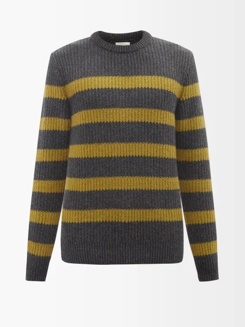 Blenheim Striped Ribbed-wool Sweater - Mens - Grey Multi