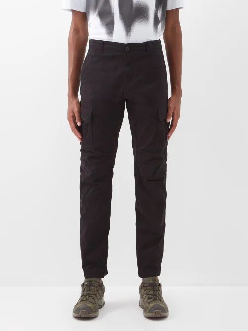 Goggle-lens Cotton-blend Poplin Cargo Trousers - Mens - Black