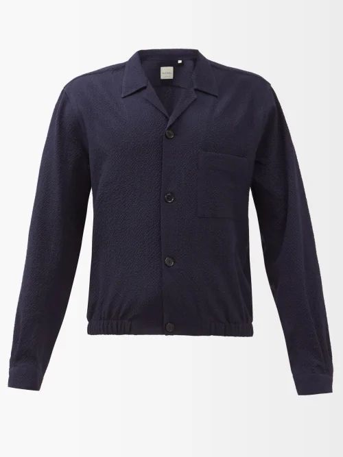Mayfair Wool-blend Seersucker Shirt - Mens - Blue