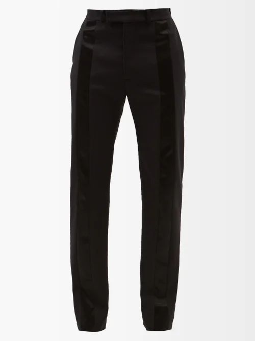 Satin-stripe Tailored Trousers - Mens - Black