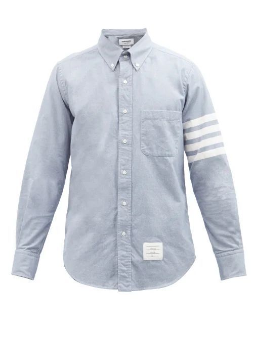 Four-bar Cotton Shirt - Mens - Blue