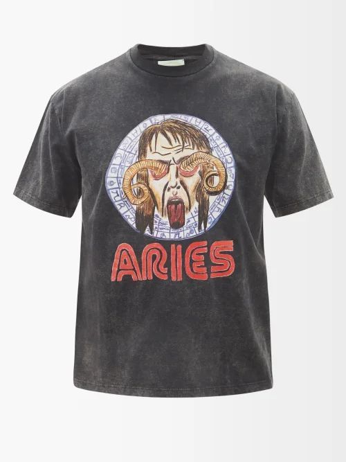 Astrology For Aliens-print Cotton-jersey T-shirt - Mens - Black
