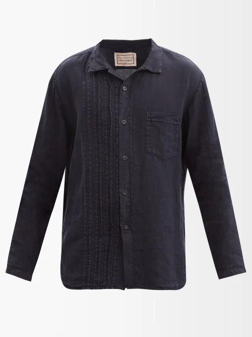 Tristan Upcycled Linen Shirt - Mens - Black