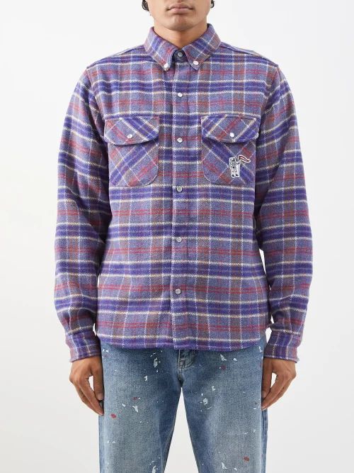 Plaid Flannel Shirt - Mens - Purple