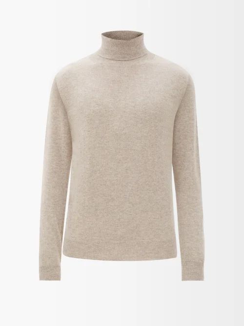 Roll-neck Cashmere Sweater - Mens - Beige