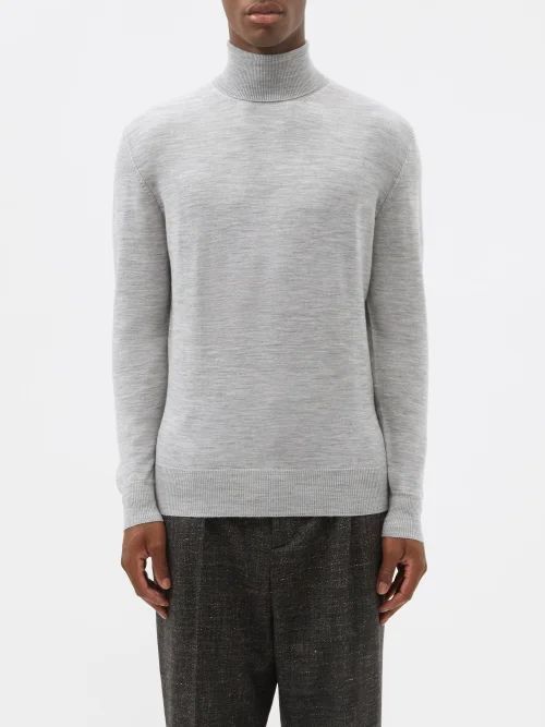 Fitted Responsible Merino-wool Roll-neck Sweater - Mens - Light Grey