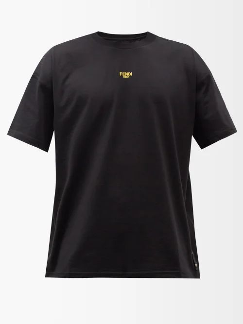 Logo-embroidered Cotton-jersey T-shirt - Mens - Black