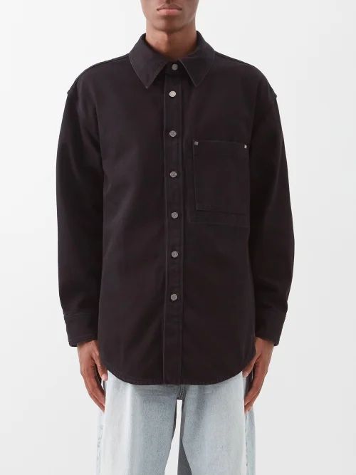 Embroidered-logo Cotton Overshirt - Mens - Black