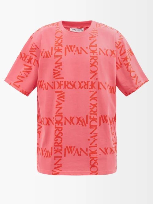 Logo-print Cotton-jersey T-shirt - Mens - Pink