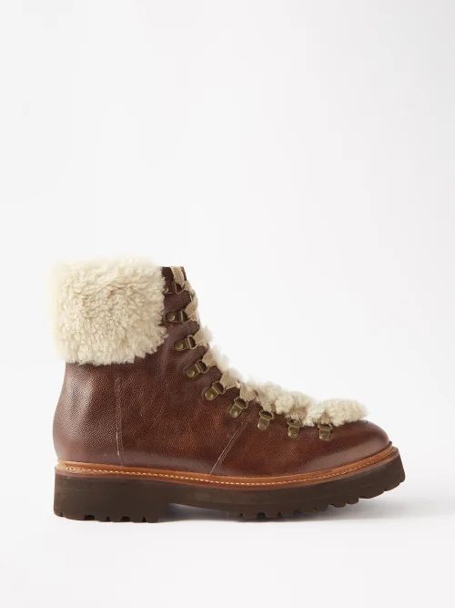 Brad Shearling-leather Boots - Mens - Dark Brown