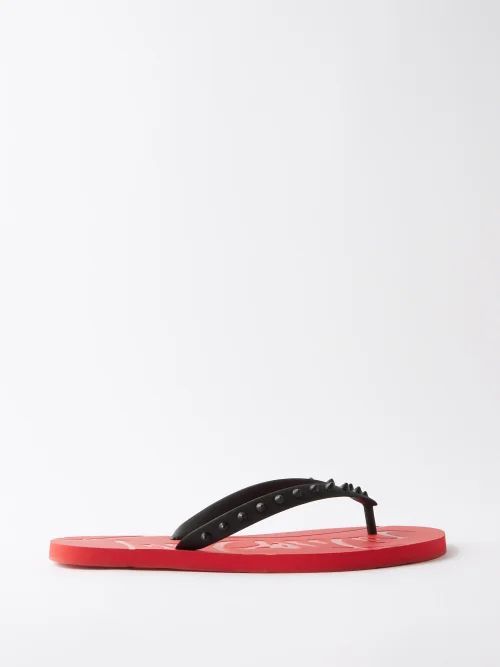 Loubi Flip Spike-embellished Rubber Flip Flops - Mens - Red Black