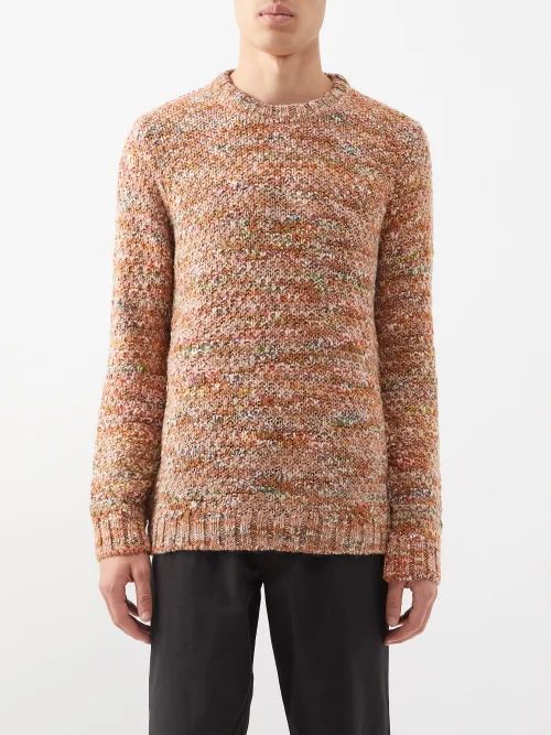 Mixed-yarn Sweater - Mens - Orange Multi