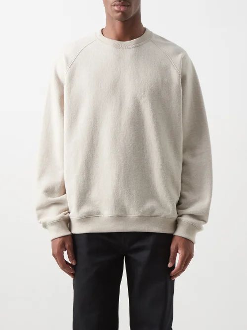 Raglan-sleeved Cotton-blend Jersey Sweatshirt - Mens - Light Grey