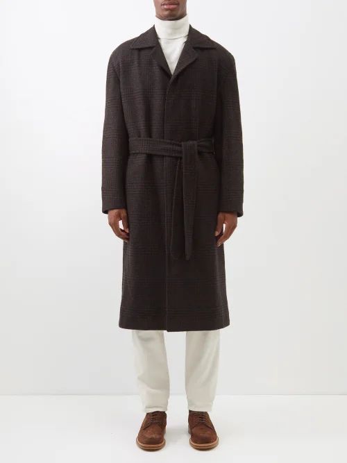 Milano Belted Wool-blend Overcoat - Mens - Brown