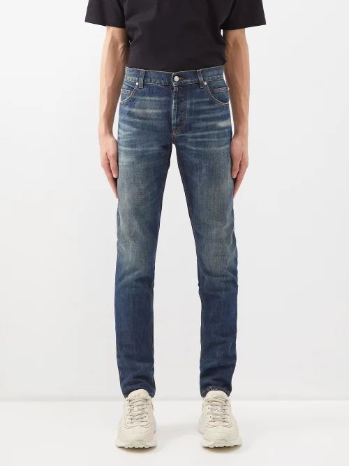 Stonewashed Slim-leg Jeans - Mens - Blue