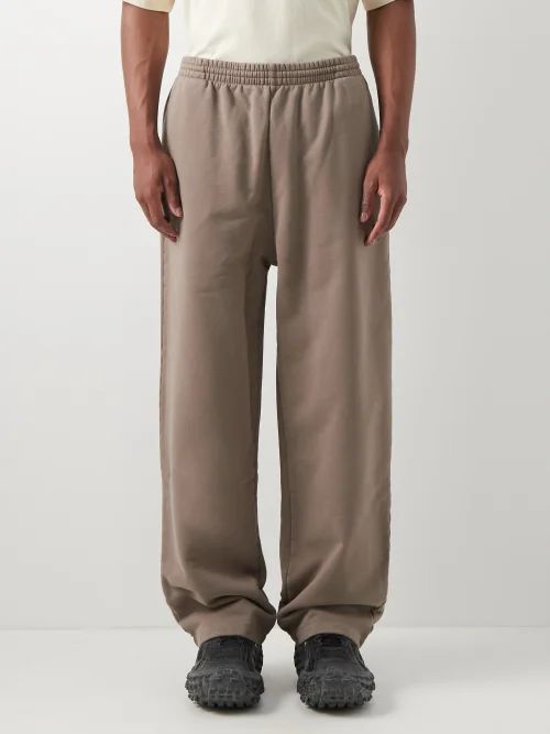 Logo-embroidered Cotton-jersey Track Pants - Mens - Light Brown