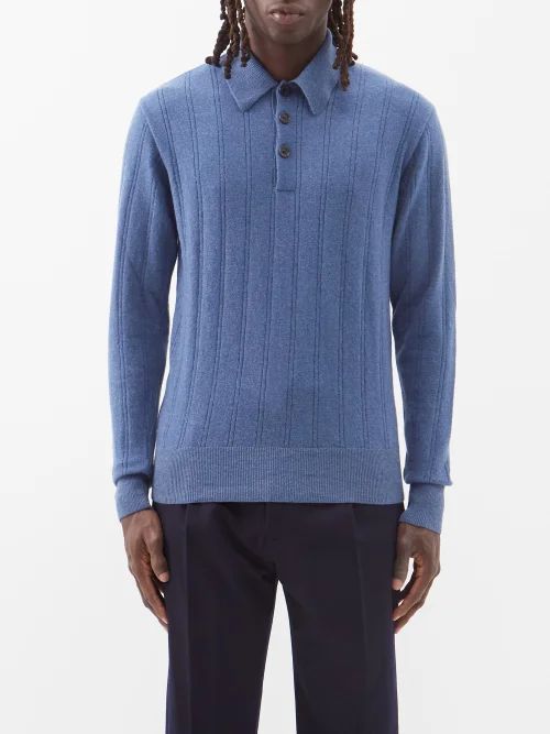 Pablo Wool Polo Sweater - Mens - Blue