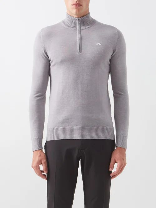 Kian Half-zip Wool Golf Sweater - Mens - Grey