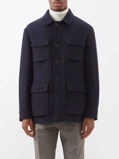 Flap-pocket Wool-twill Jacket - Mens - Navy