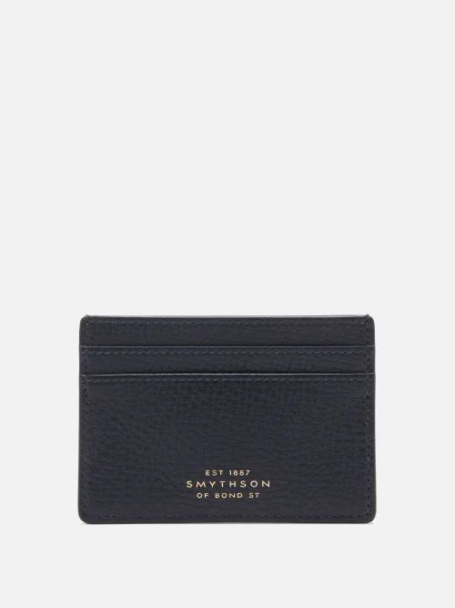 Ludlow Grained-leather Cardholder - Mens - Navy